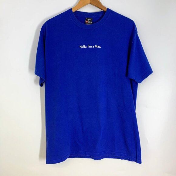 Apple Adults Hello I'm a Mac Beefy T Crew Neck Short Sleeve T Shirt Size L - Picture 1 of 12